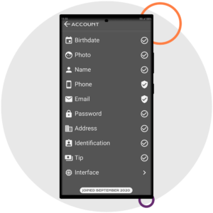 This is the account's views - such as your birthdate, avatar/photo, full name, phone, email, password, address, identification, tip, interface, etc.