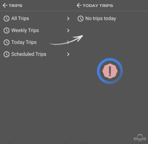 This is the today trips view. This view allows to see trips from today only.