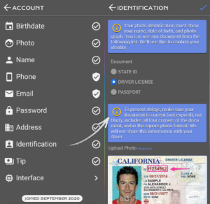 This is the account's identification view. Your photo identification must show your name, date of birth, and photograph. You can use any document from the following list. We'll use this to confirm your identity.