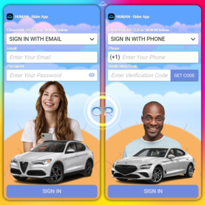 Set up rides, charge to your debit card and track your route.