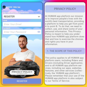Set up rides, charge to your debit card and track your route.